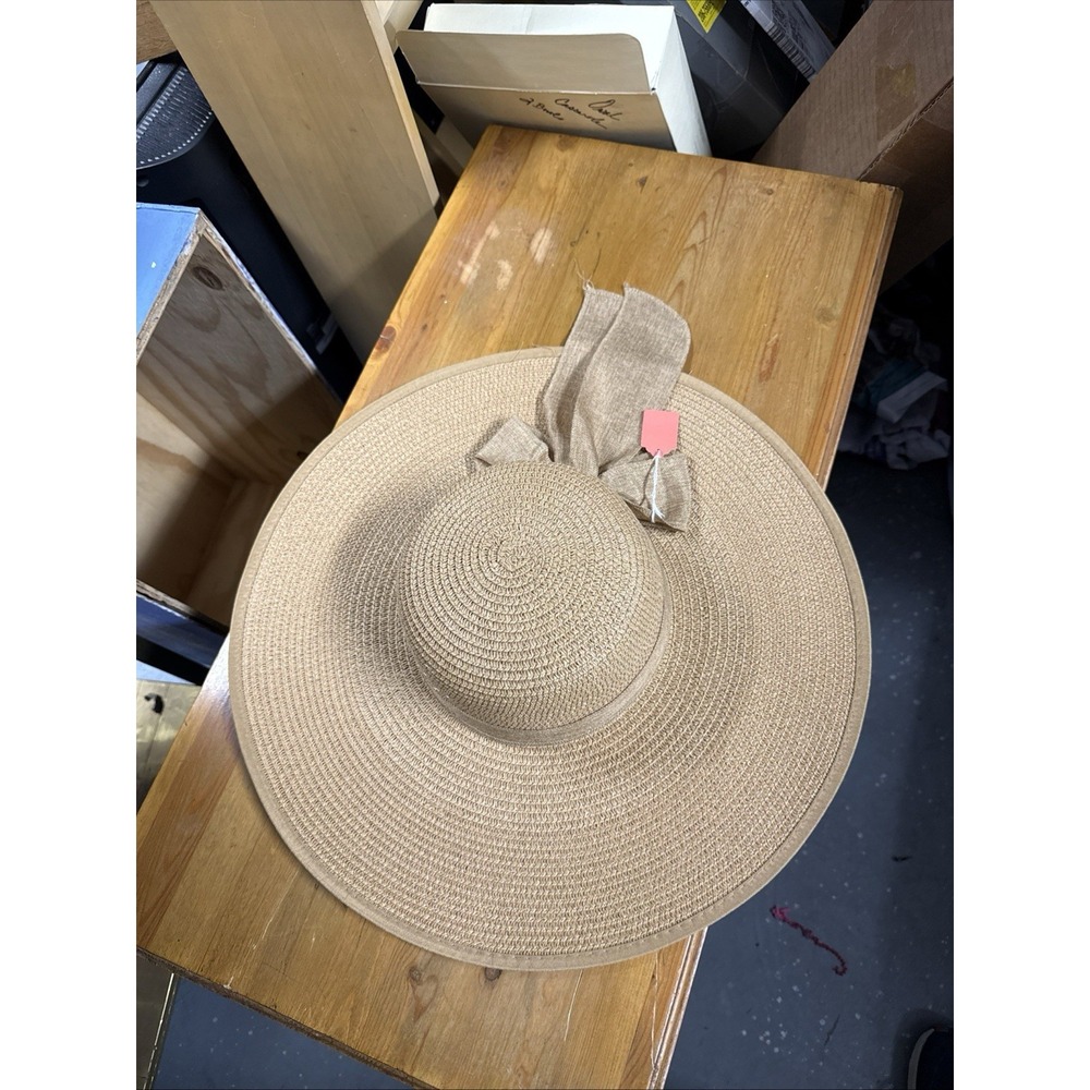 Women's Straw Style Hat With Burlap Bow Summer Gardening Summer Beach Vacation
